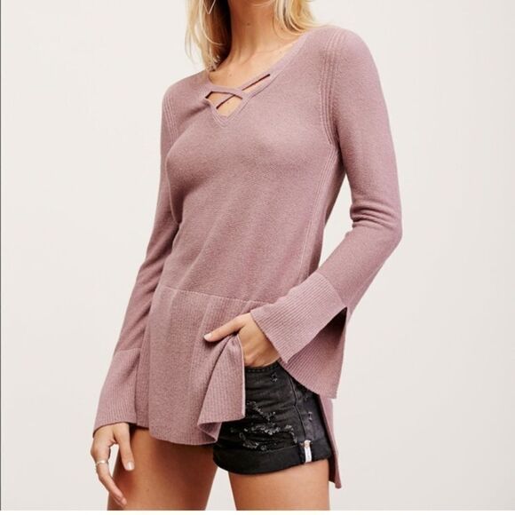 Free People Criss Cross Neck Sweater - Picture 1 of 5